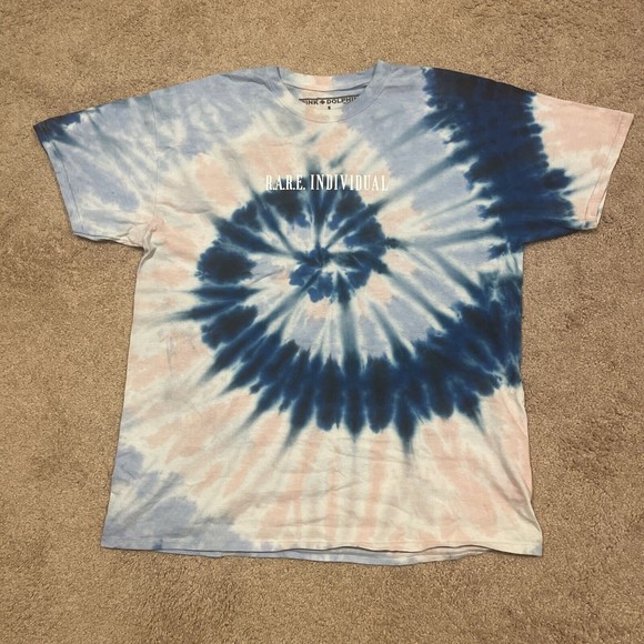 Blue Pink Dolphin Men's Tie Dye Rare Individual T Shirt Size Large - Picture 2 of 5